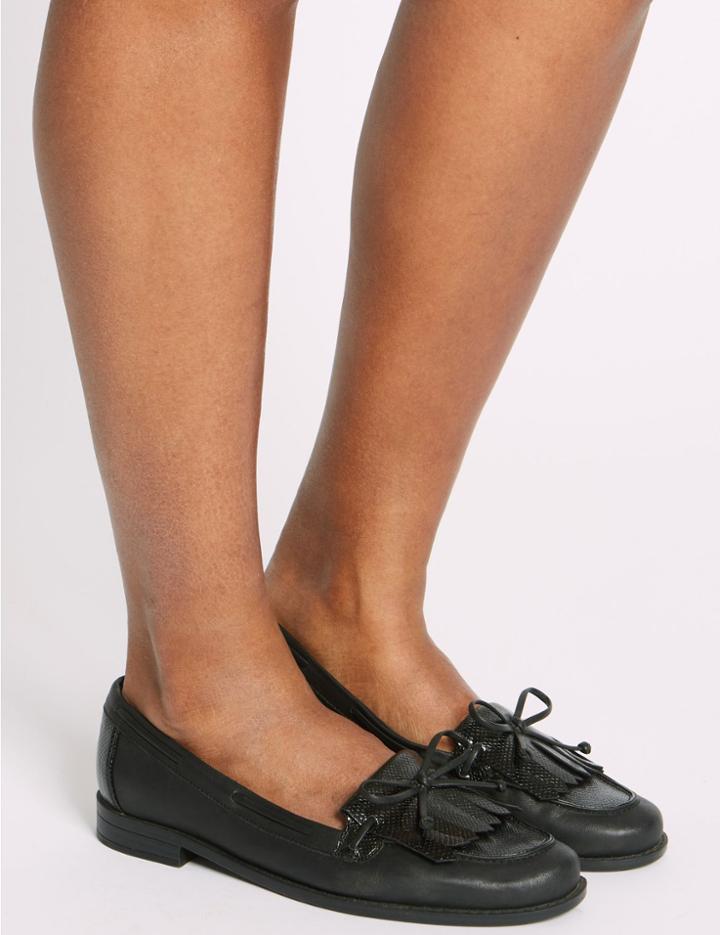 Marks & Spencer Extra Wide Fit Block Heel Tassel Loafers Black