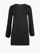 Marks & Spencer Ruched Longline V-neck Tunic Black