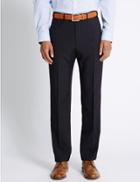 Marks & Spencer Regular Fit Flat Front Trousers Navy