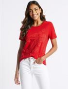 Marks & Spencer Pure Cotton Paisley Short Sleeve T-shirt Bright Red
