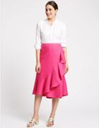 Marks & Spencer Linen Blend Pencil Midi Skirt Pink