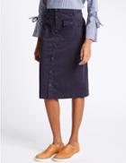 Marks & Spencer Sateen Pocket Detail Midi Skirt Navy