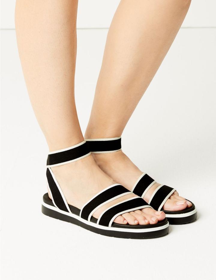 Marks & Spencer Elastic Ankle Strap Sandals Black Mix