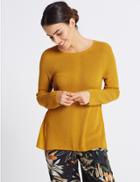 Marks & Spencer Woven Round Neck Jumper Dark Gold