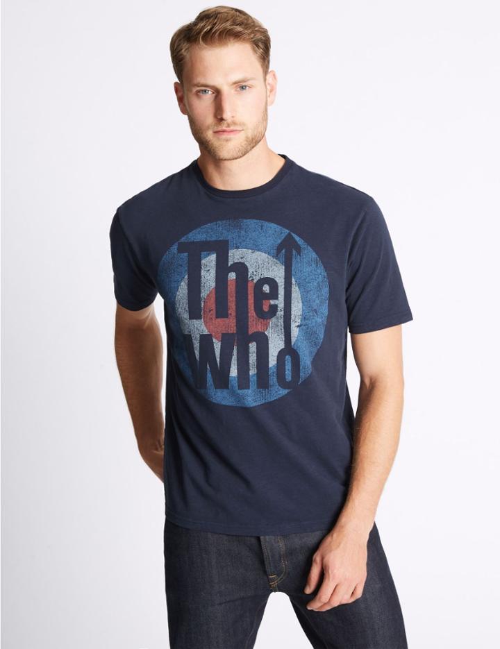 Marks & Spencer Pure Cotton Printed The Who T-shirt Navy