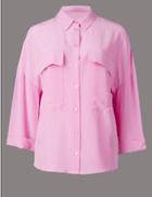 Marks & Spencer Pure Silk 3/4 Sleeve Shirt Pale Pink
