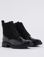 Marks & Spencer Block Heel Side Zip Ankle Boots Black Mix