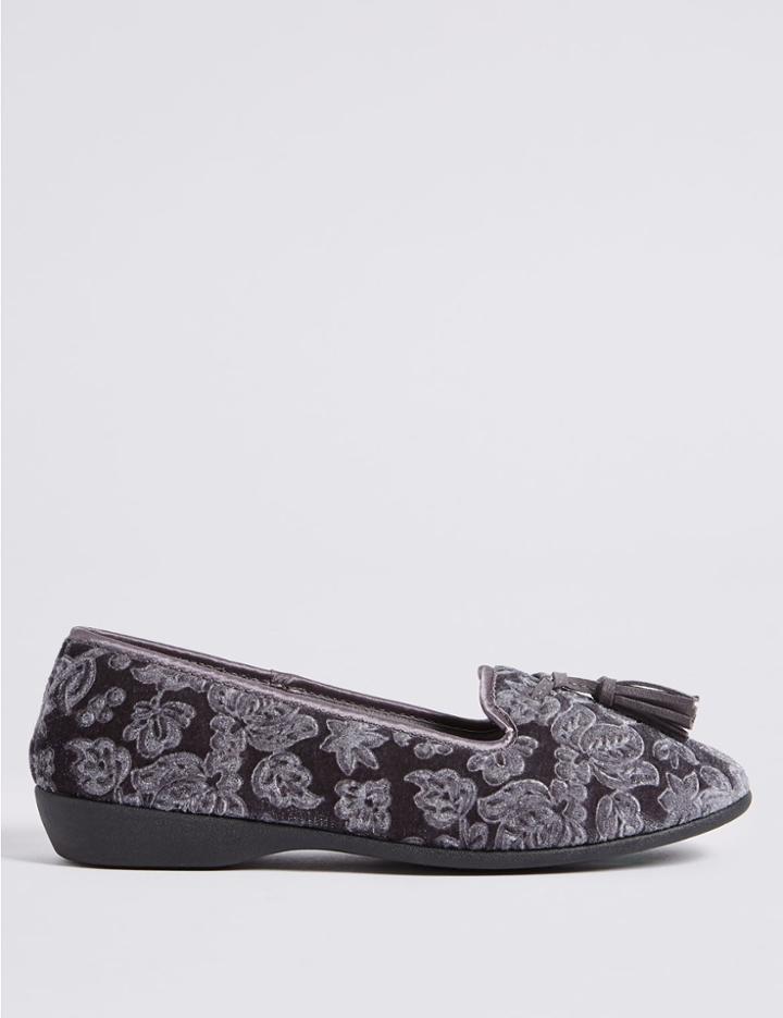 Marks & Spencer Tassel Ballerina Slippers Grey Mix
