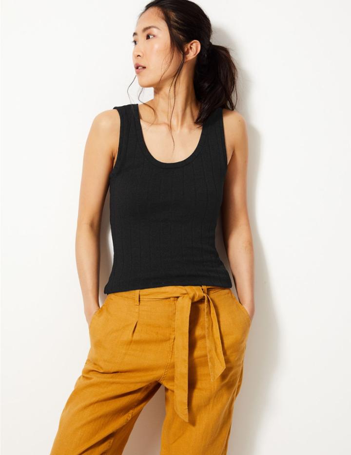 Marks & Spencer Textured Fitted Vest Top Black