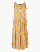 Marks & Spencer Floral Print Crinkle Slip Beach Dress Yellow Mix