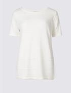 Marks & Spencer Ripple Detail Round Neck Jumper Ivory
