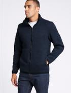 Marks & Spencer Funnel Neck Fleece Jacket With Stormwear&trade; Navy Mix