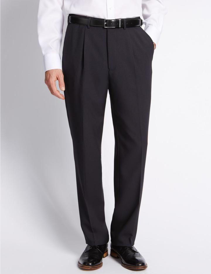 Marks & Spencer Single Pleat Trousers Navy