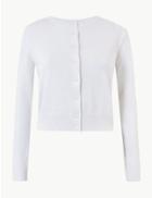 Marks & Spencer Pure Cotton Round Neck Cardigan Soft White
