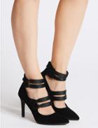 Marks & Spencer Stiletto Back Zip Court Shoes Black