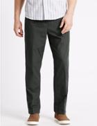 Marks & Spencer Regular Fit Pure Cotton Trousers Dark Charcoal