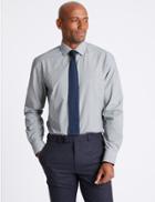 Marks & Spencer Cotton Blend Regular Fit Shirt Navy Mix