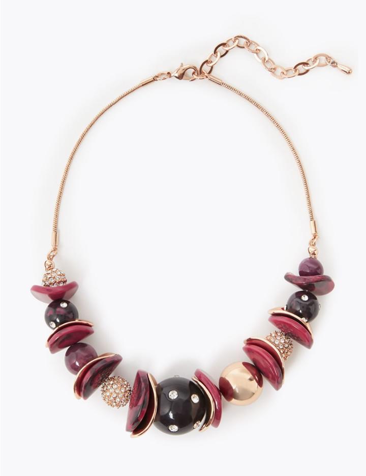 Marks & Spencer Wavy Disc Necklace Purple Mix