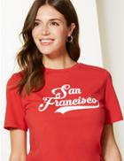 Marks & Spencer Pure Cotton San Fran Straight Fit T-shirt Red Mix
