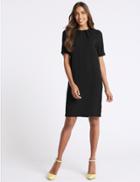Marks & Spencer Pleated Fuller Bust Short Sleeve Tunic Dress Black