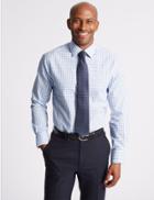 Marks & Spencer Linen Blend Tailored Fit Shirt Blue Mix