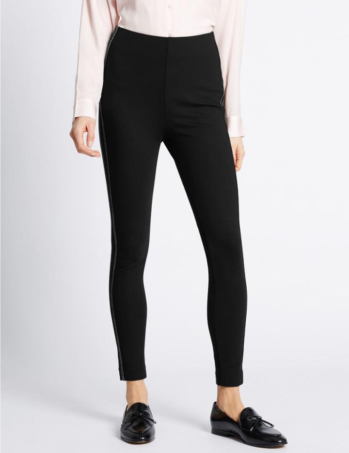 Marks & Spencer Skinny Leg Trousers Black Mix