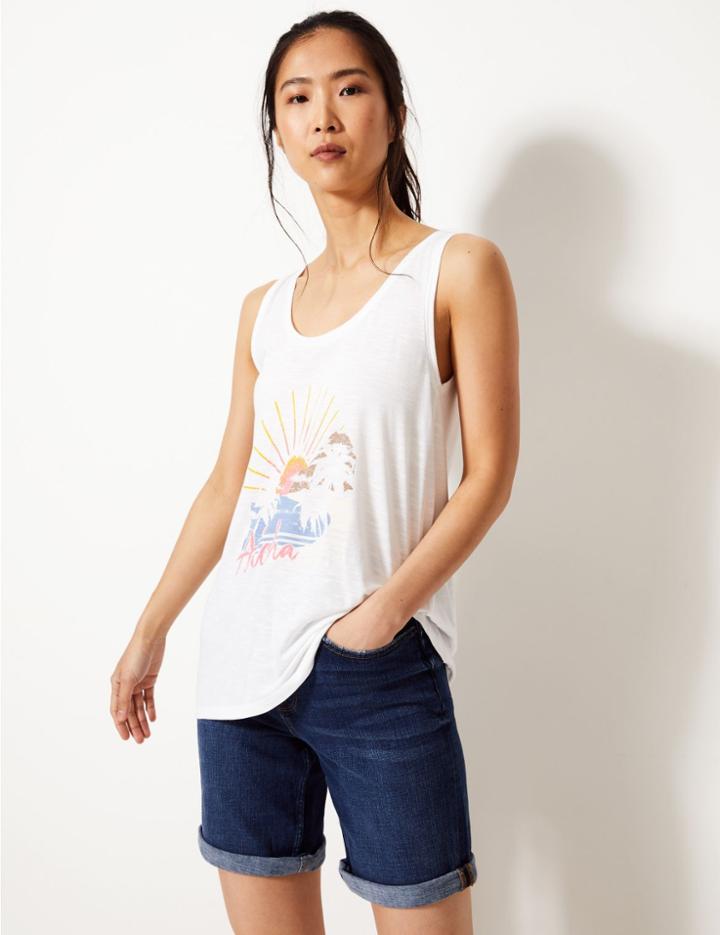 Marks & Spencer Aloha Relaxed Fit Vest Top White Mix