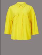 Marks & Spencer Pure Silk 3/4 Sleeve Shirt Yellow