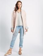 Marks & Spencer Textured Open Front Coat Pale Pink