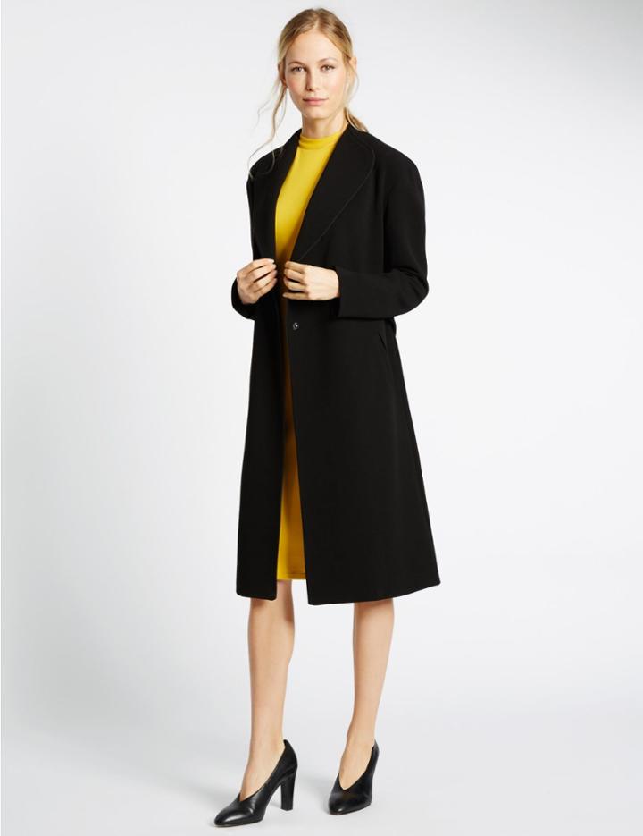 Marks & Spencer Tie Belt Overcoat Black Mix