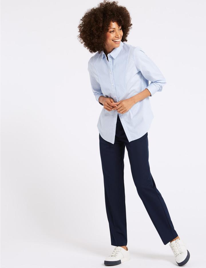 Marks & Spencer Relaxed Straight Leg Trousers Navy