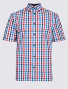 Marks & Spencer Pure Cotton Checked Shirt Cherry Red