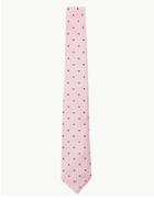 Marks & Spencer Pure Silk Slim Spot Tie Pink