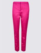 Marks & Spencer Cotton Rich Slim Leg Trousers Bright Pink