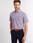 Marks & Spencer Pure Cotton Regular Fit Shirt With Pocket Pink Mix
