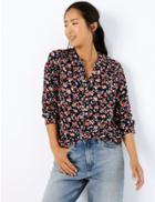 Marks & Spencer Ditsy Floral Popover Blouse Navy Mix