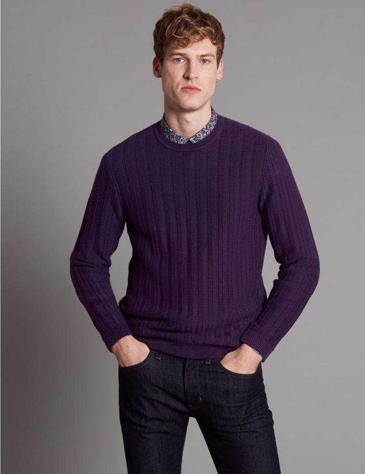 Marks & Spencer Supima&reg; Cotton Rich Ladder Stitch Jumper Purple