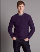 Marks & Spencer Supima&reg; Cotton Rich Ladder Stitch Jumper Purple