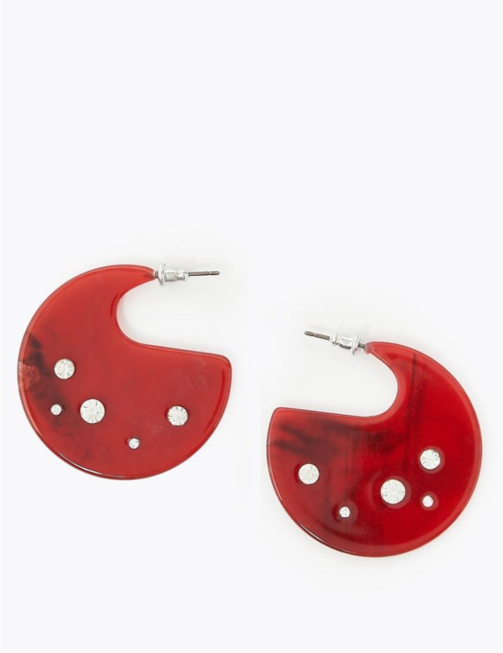 Marks & Spencer Resin Gem Hoop Earrings Grey Mix