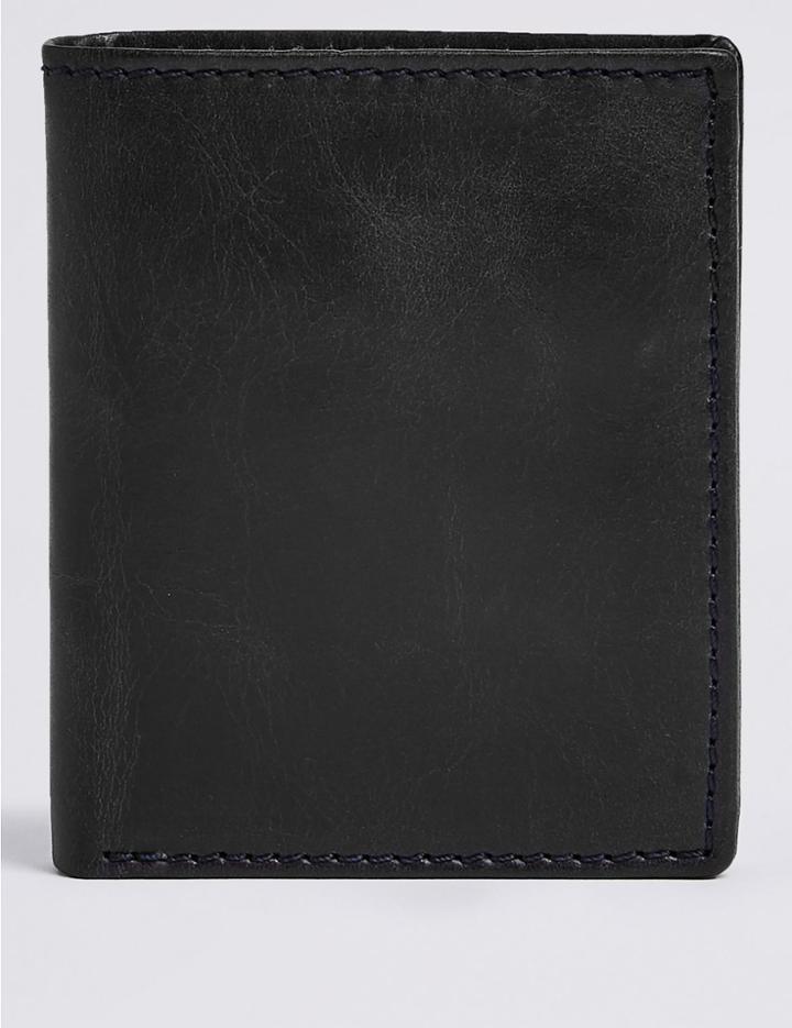 Marks & Spencer Leather Bi Fold Wallet Navy