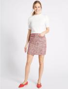 Marks & Spencer Cotton Rich Patch Pocket Pencil Mini Skirt Red Mix