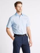 Marks & Spencer 3 Pack Easy To Iron Short Sleeve Shirts Blue