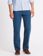 Marks & Spencer Cotton Rich Chino Trousers Blue