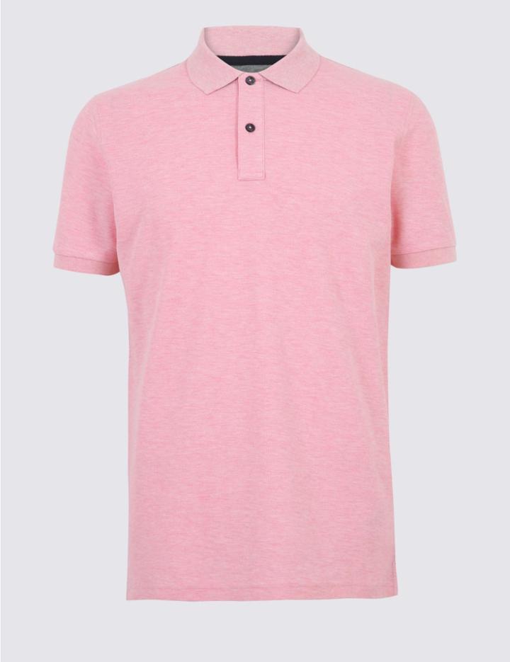 Marks & Spencer Pure Cotton Polo Shirt Dusty Pink