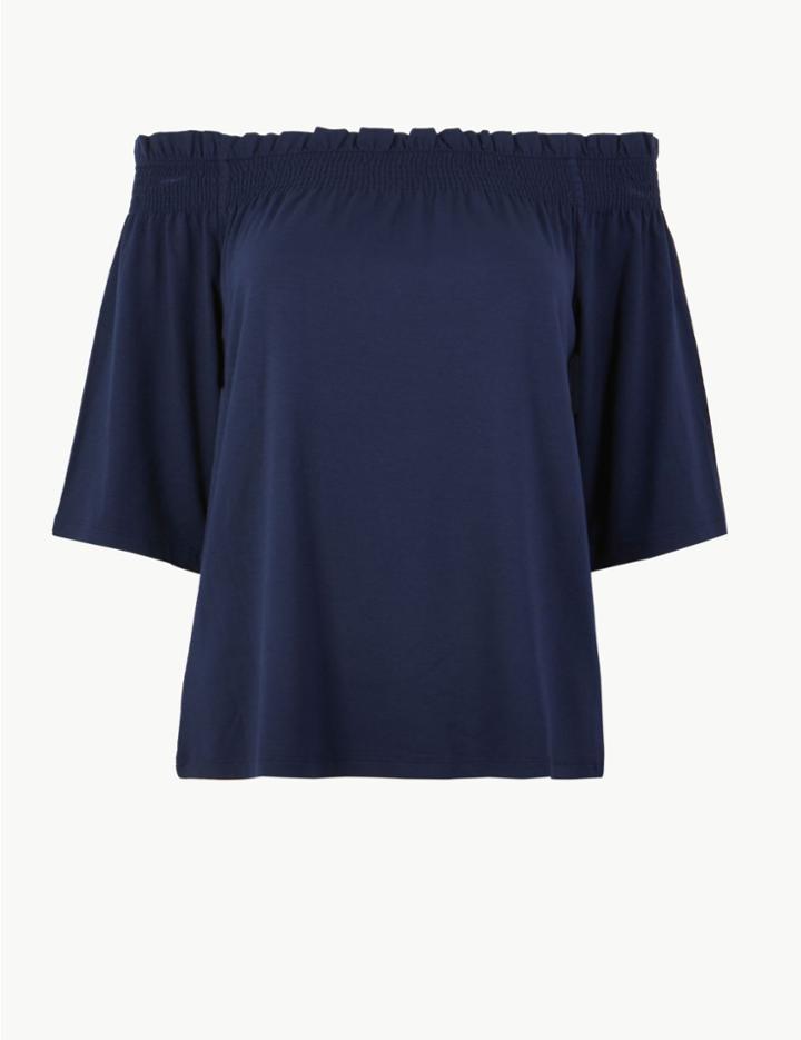 Marks & Spencer Short Sleeve Bardot Navy