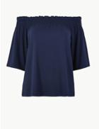 Marks & Spencer Short Sleeve Bardot Navy