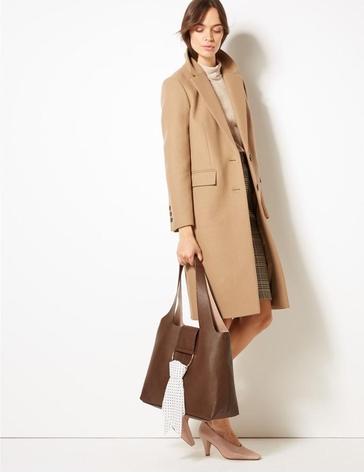 Marks & Spencer Faux Leather Shoulder Bag Chocolate