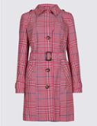 Marks & Spencer Checked Trench Coat Pink Mix