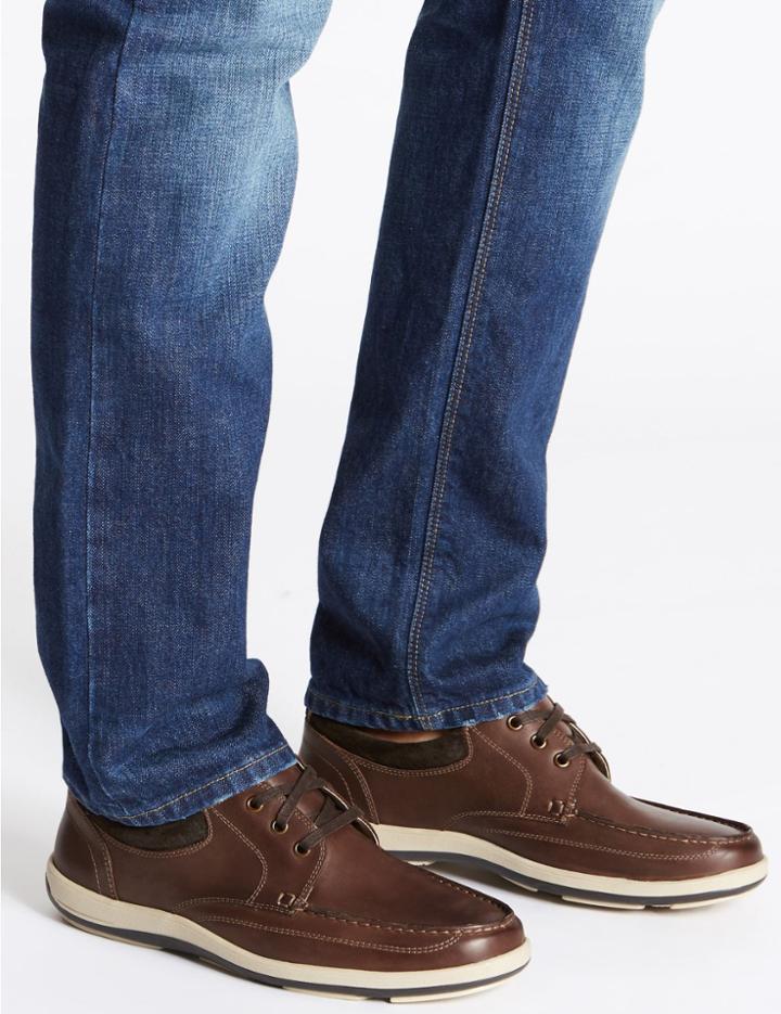Marks & Spencer Leather Lace-up Shoes With Airflex&trade; Rich Brown