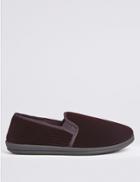 Marks & Spencer Corduroy Slippers With Freshfeet&trade; Burgundy